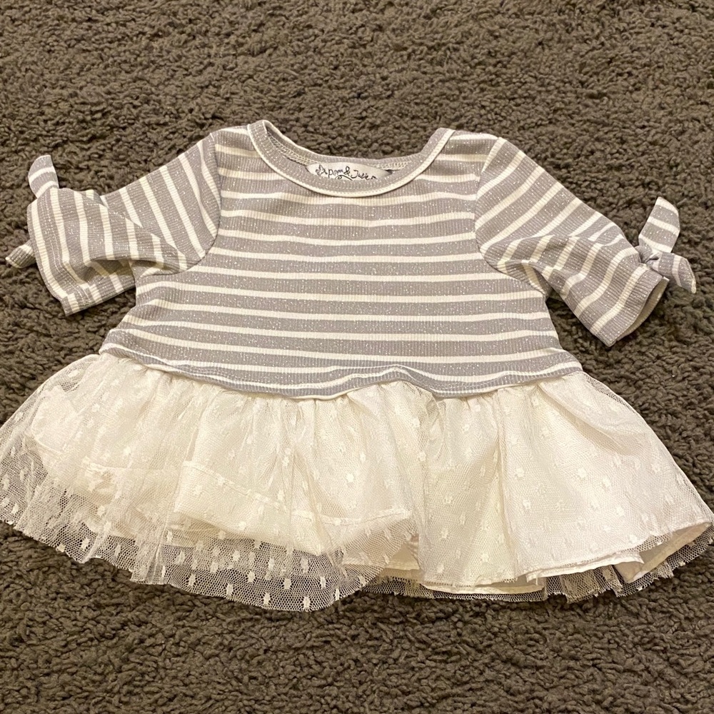 6-12m Pippa & Julie Gray and White Striped Dress